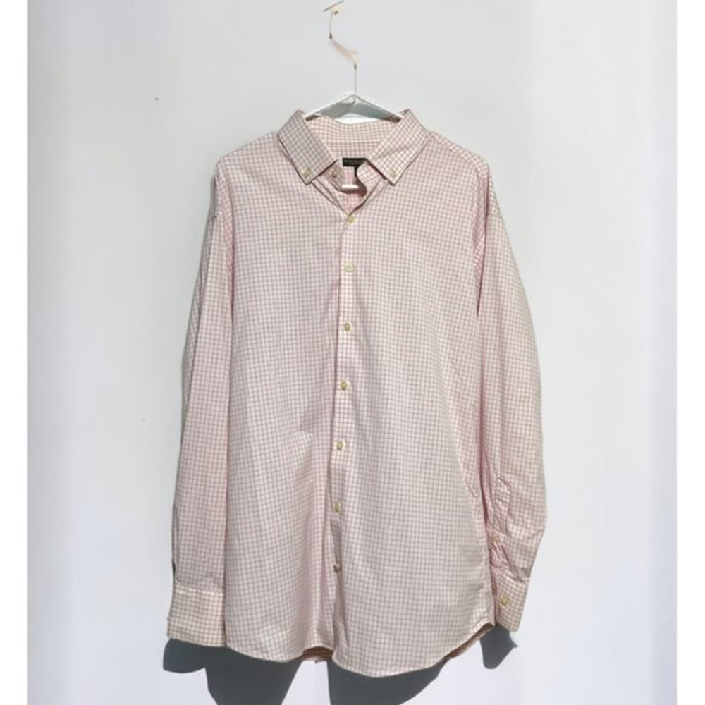 Peter Millar Crown Soft Shirt Adult XL Plaid‎ Pink Button Down Long Sleeve Mens